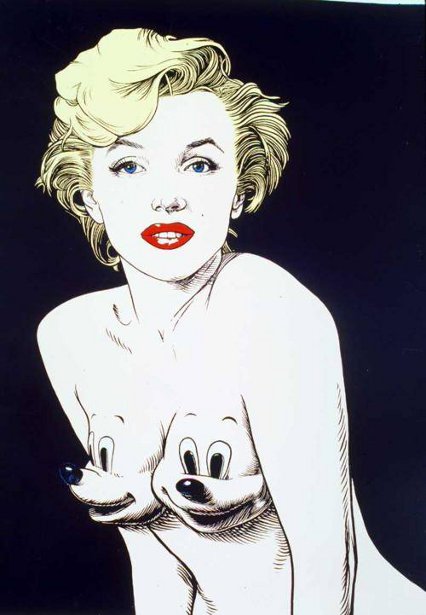 Monotone Three-Quarters Marilyn With Mickey Mounds